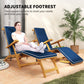 Folding Patio Lounge Chair with Padded Cushion, Acacia Wood Patio Lounger Recliner with Footrest for Garden, White