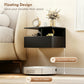 Floating Nightstand Set of 2, Wall Mounted Bedside Table with Power Outlets, Drawer and Shelf, Black