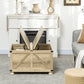 Farmhouse Coffee Table, Square Center Table with Flip-top Lids, Hidden Storage Compartment and Wooden Legs, Oak