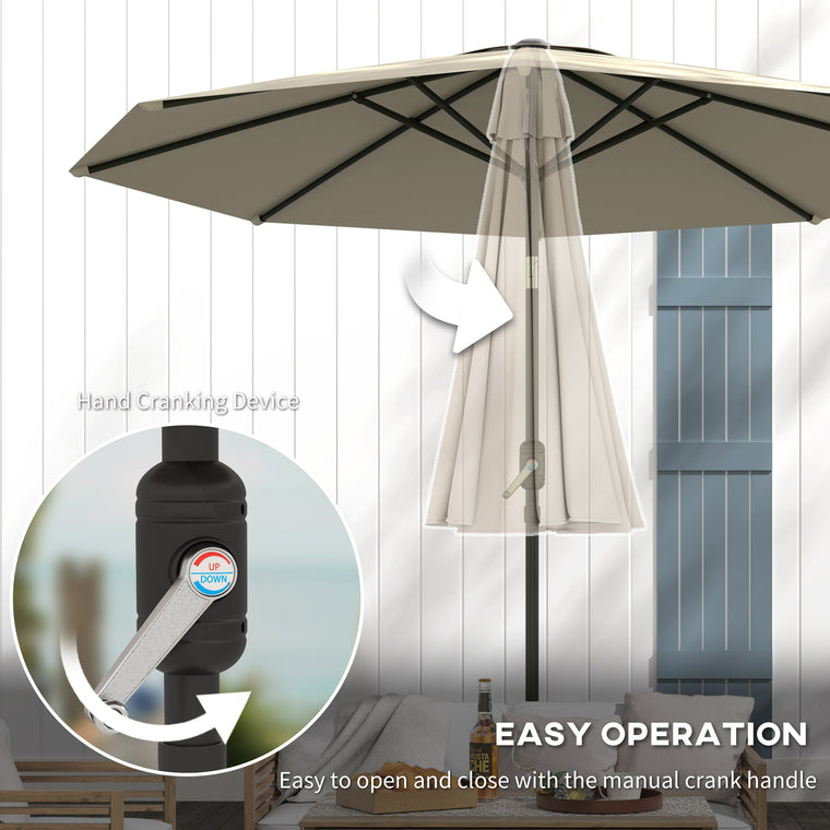 8.5' Light Grey Aluminum Patio Umbrella Sun Shelter