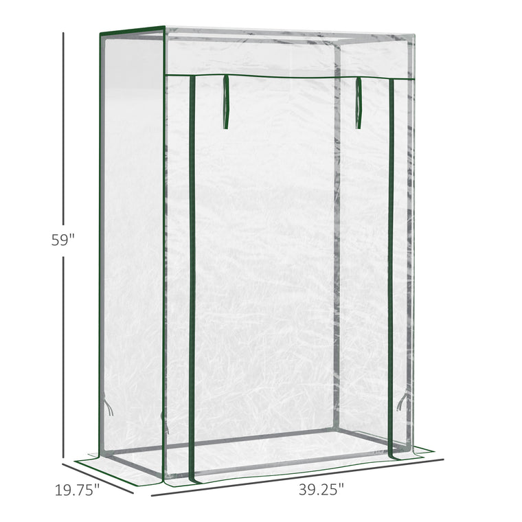 40" x 20" x 59" Clear Steel-Frame Greenhouse with Roll-Up Door
