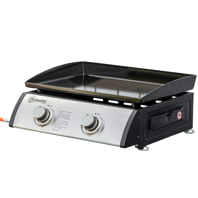 2-Burner Silver Portable Tabletop Gas Grill