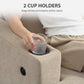 3 Seater Sofa with USB Ports & Cup Holders, Chenille-Feel Upholstered Couch for Living Room, Light Brown