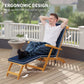 Folding Patio Lounge Chair with Padded Cushion, Acacia Wood Patio Lounger Recliner with Footrest for Garden, White