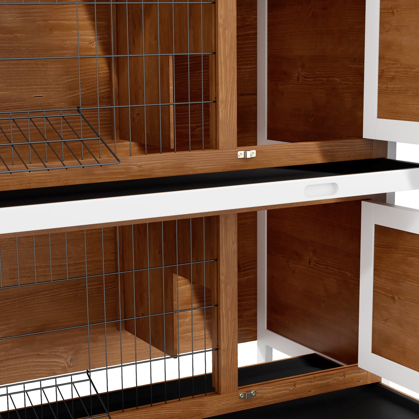 2 Tier Wooden Rabbit Hutch Bunny Pet House Wooden Coop Run, Brown