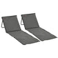 Set of 2 Foldable Lounge Chairs with Carry Strap, Adjustable Backrest, Grey