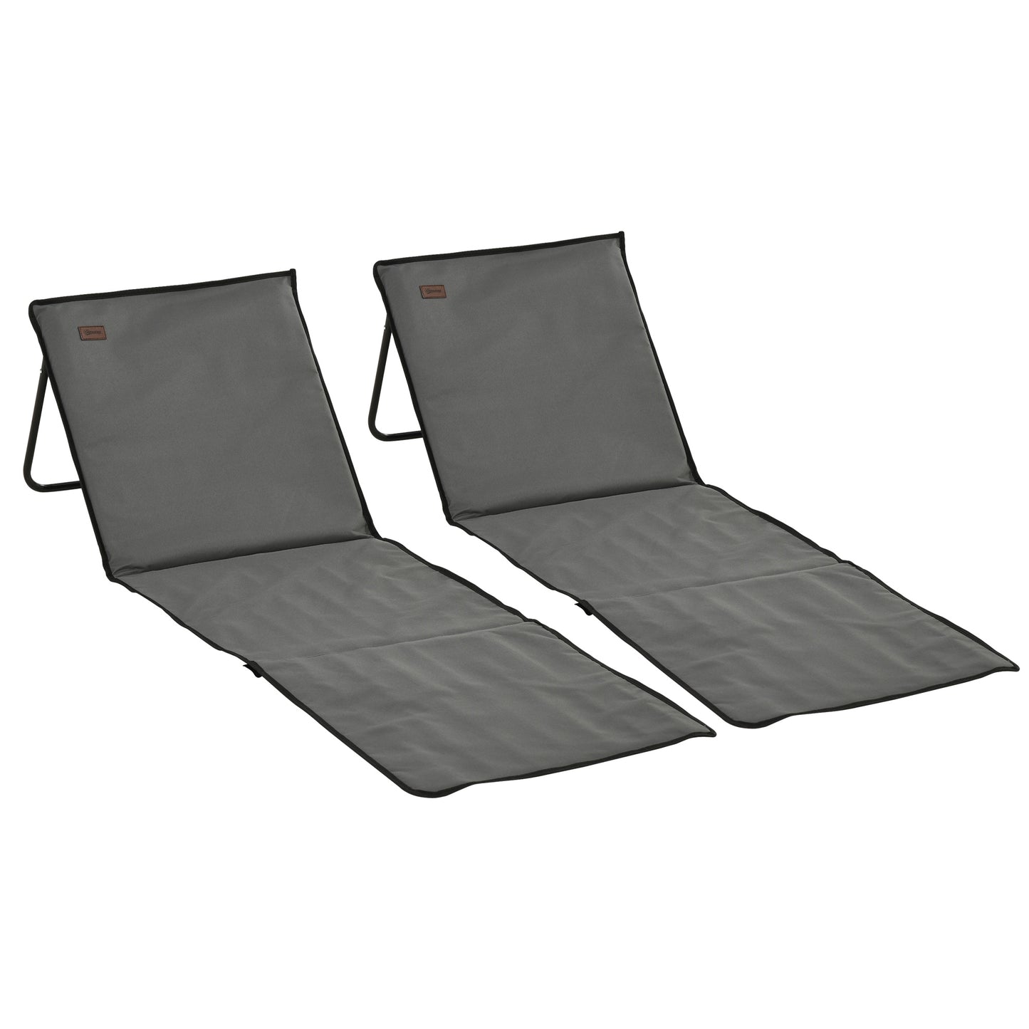 Set of 2 Foldable Lounge Chairs with Carry Strap, Adjustable Backrest, Grey