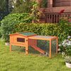 Orange Wooden Rabbit Hutch with Removable Tray & Openable Roof