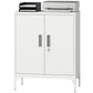 Office Storage Cabinet with Lock, Filing Cabinet with Adjustable Shelves and Doors for Home Office, Garage, White