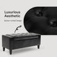 Storage Ottoman Bench, PU Leather Upholstered Bench with Tufted Design, Black