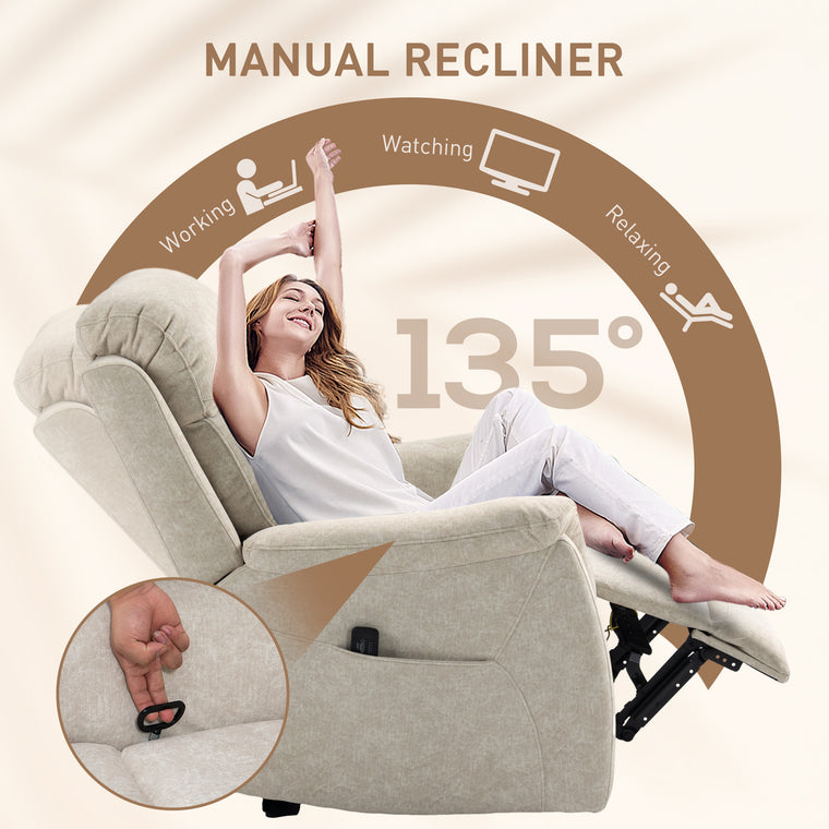 Manual Recliner with Massage and Side Pockets