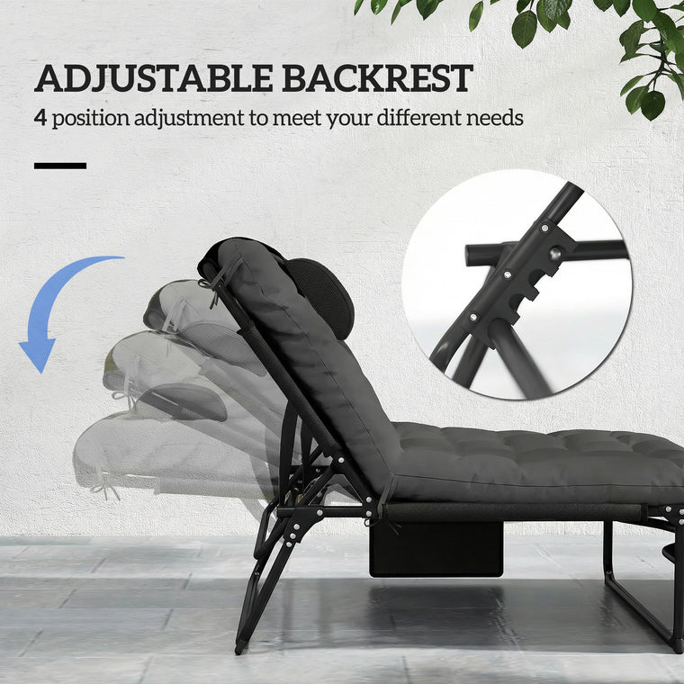 Folding Lounge Chair with 4-Level Reclining Back