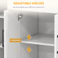 Modern Rolling Kitchen Island Cart with Drawers, Natural Wood Top, Towel Rack, Door Storage Cabinet, White