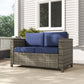 Wicker Outdoor Sofa, All Weather Patio Couch Loveseat with Cushions for Balcony, Deck, Garden, Poolside, Dark Blue