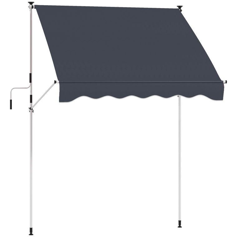 6.6' x 5' Black Retractable Patio Awning with UV Protection