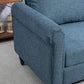 Vintage Loveseat, Upholstered Love Seat Furniture, Fabric 2 Seater Sofa with Rolled Arms, Rubber Wood Legs, Dark Blue