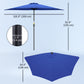 9ft Deep Blue Half Round Umbrella with 5 Ribs