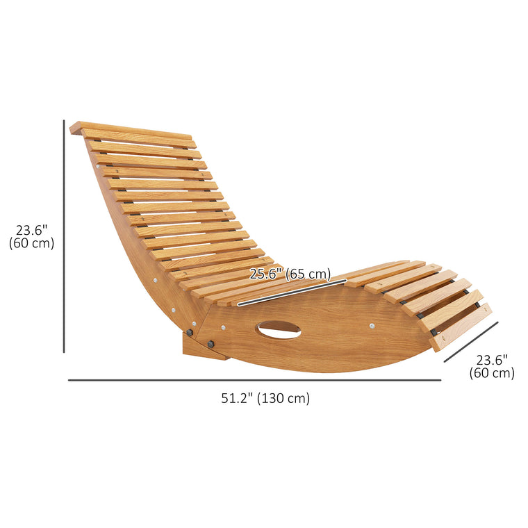 51.2" Wooden Rocking Chair with Slatted Seat