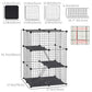39 Pcs Small Animal Cage Bunny Hutch Portable Metal Wire with Ramps for Kitten Chinchilla, Black