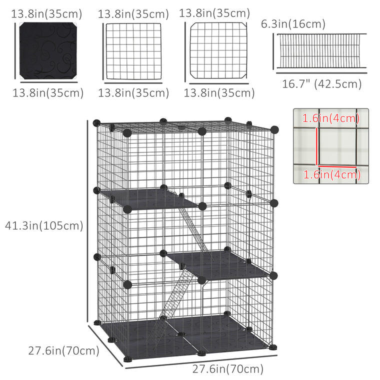 Black 39-Panel Portable Wire Bunny Hutch with Ramps