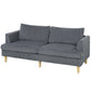 3 Seater Sofa, 74" Modern Corduroy Upholstered Couch with Thick Spring Cushions, Solid Wood Legs, Armrests, Dark Grey