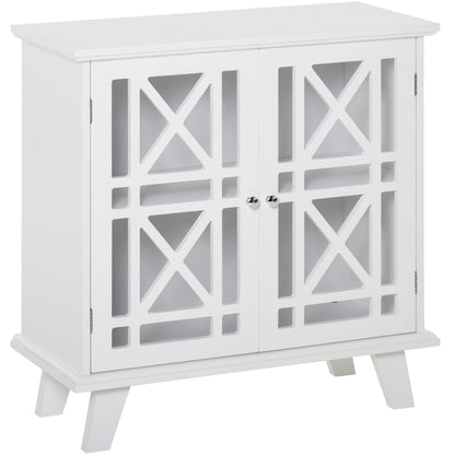 Fretwork Door Storage Cabinet Sideboard - White