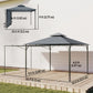 Patio Gazebo with Double Roof Outdoor Gazebo Canopy with Extendable Shade 126" x126" Dark Grey