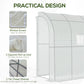 7' x 3' x 7' Outdoor Lean-to Walk-In Greenhouse w/ Roll-up Mesh Windows, Zipper Door and 3-Tier Shelves, White