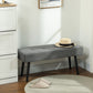 39" Upholstered Ottoman Bench, Corduroy Entryway Bedroom Bench with Padded Seat and Steel Legs for Bedroom, Grey