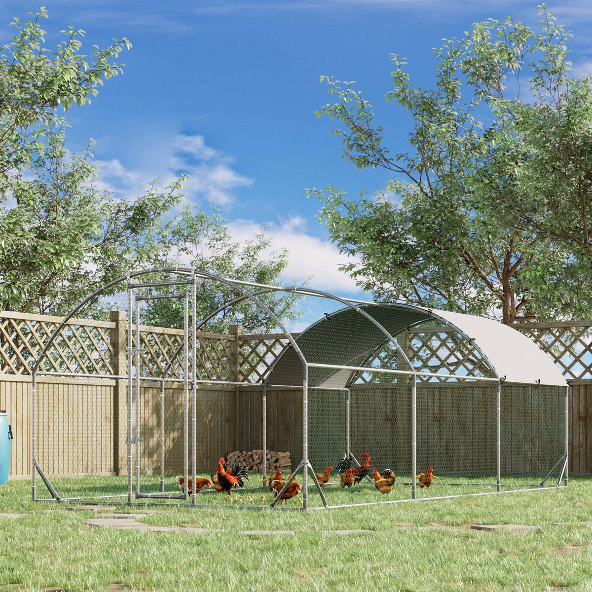 9.2' x 18.7' x 6.5' Silver Galvanized Chicken Coop with Cover