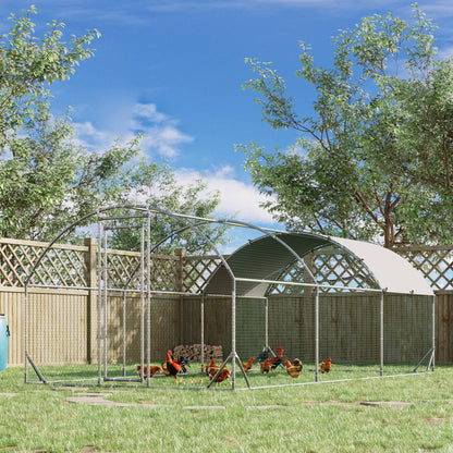 9.2' x 18.7' x 6.5' Silver Galvanized Chicken Coop with Cover