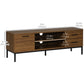 TV Stand for TVs up to 50 Inch, TV Cabinet with Door, Open Storage and Drawers, Steel Legs, Dark Walnut