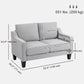 Loveseat Sofa, Modern Couch with Pocket Spring, Linen Upholstered, Thick Padded, Light Grey