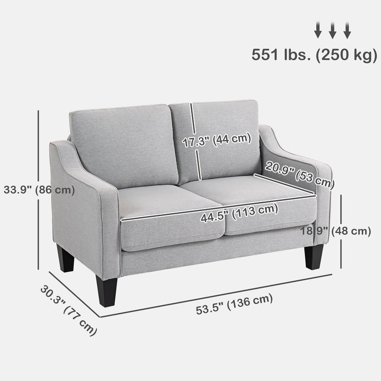 Linen Loveseat Sofa with Pocket Spring