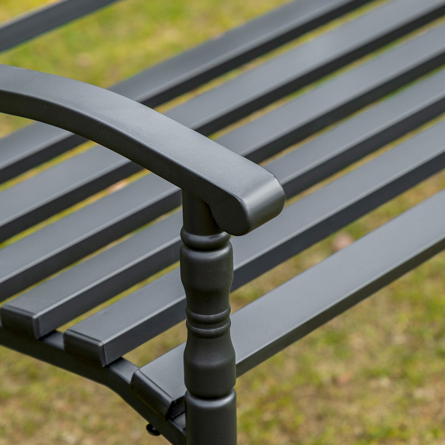 Steel Garden Bench for Outdoor, 2-person Patio Bench, Loveseat Furniture for Lawn, Deck, Yard, Porch, Entryway, Black