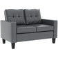 51" PU Leather Loveseat, Upholstered Double Sofa Couch with Armrests, Tufted Backrest, Pocket Spring and Sponge Padded Cushion for Living Room, Bedroom, Home Office, Grey