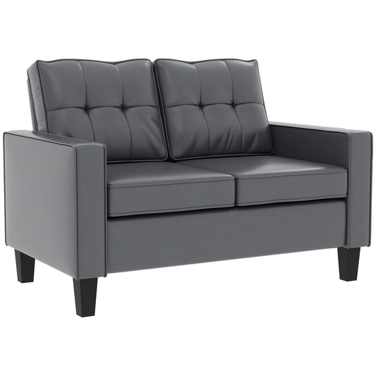 51" PU Leather Tufted Loveseat - Grey
