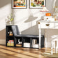 Multi-Purpose Bookshelf with 5 Cubes, 5-Cubby Bookcase with Cushioned Reading Nook and Storage Shelves, Distressed Black