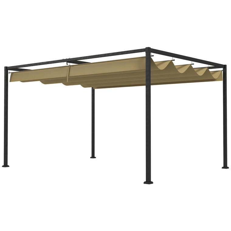 10' x 7' Khaki Patio Pergola with Retractable Canopy