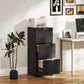 Lockable Filing Cabinet with 3 Fluted Drawers, File Cabinet with Adjustable Hanging Rails for A4 Letter Files, Black