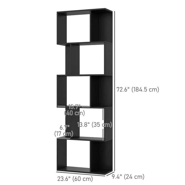 5-Tier S-Shaped Geometric Bookshelf