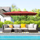 Double-Sided Patio Umbrella Parasol with Tilt, Adjustable Height, Vents and 12 Ribs, for Garden, Deck, Pool, Wine Red