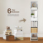 6-Tier Bookcase, Tall Narrow Bookshelf with Drawer and Door, White