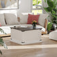 Lift Top Coffee Table with Charging Station, Square Farmhouse Center Table with Hidden Storage, White Wood Grain
