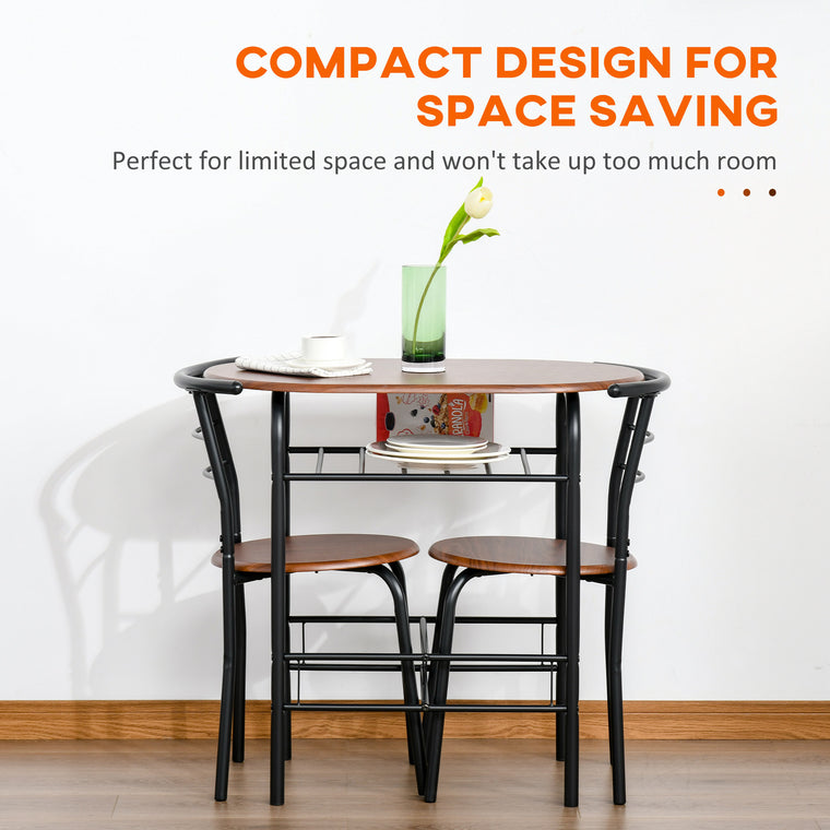 31.5" Dining Table Set for 2 with Shelf