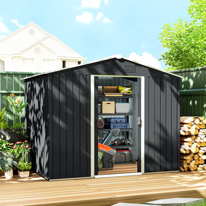 8' x 6' Storage Shed with Lockable Sliding Doors and Vents