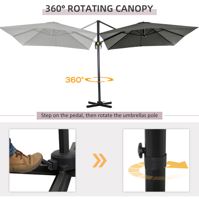 8' x 8' Grey Square Offset Umbrella with Crank & Tilt