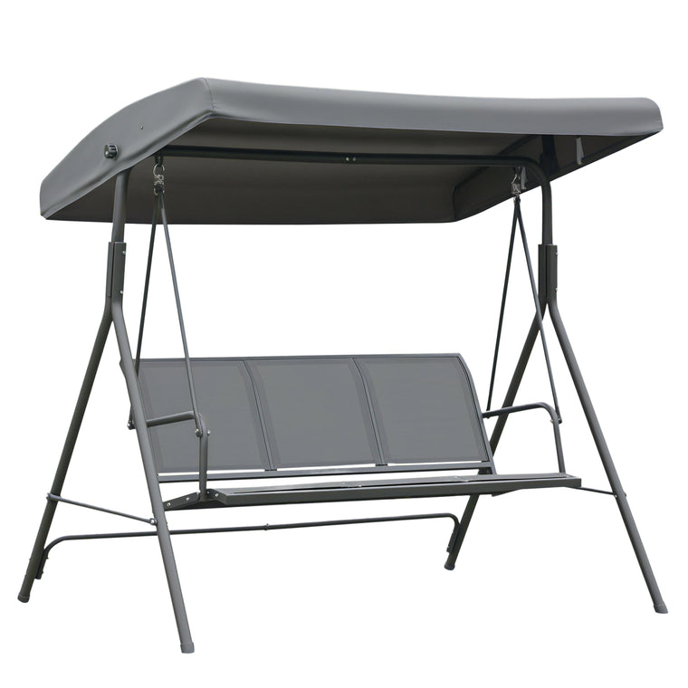 Grey A-Frame Porch Swing with Adjustable Canopy