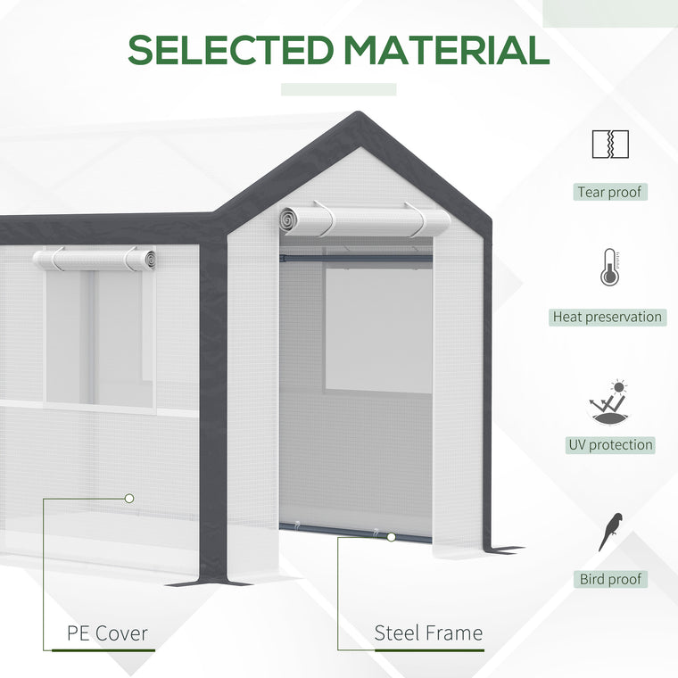 6.6' x 10' x 7' White Heavy Duty Walk-In Greenhouse