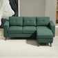 Sectional Sofa with Changeable Chaise Lounge, 3 Seat L-Shaped Sofa, Upholstered Couch for Small Space, Dark Green